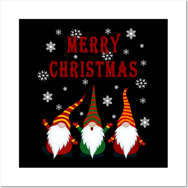 Gnomes Funny Pajama Cute Christmas Gift Holiday Style Wall Art by artbypond